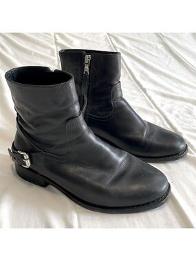 Rag & Bone Oliver Zip Moto Booties In Black Size 38.5